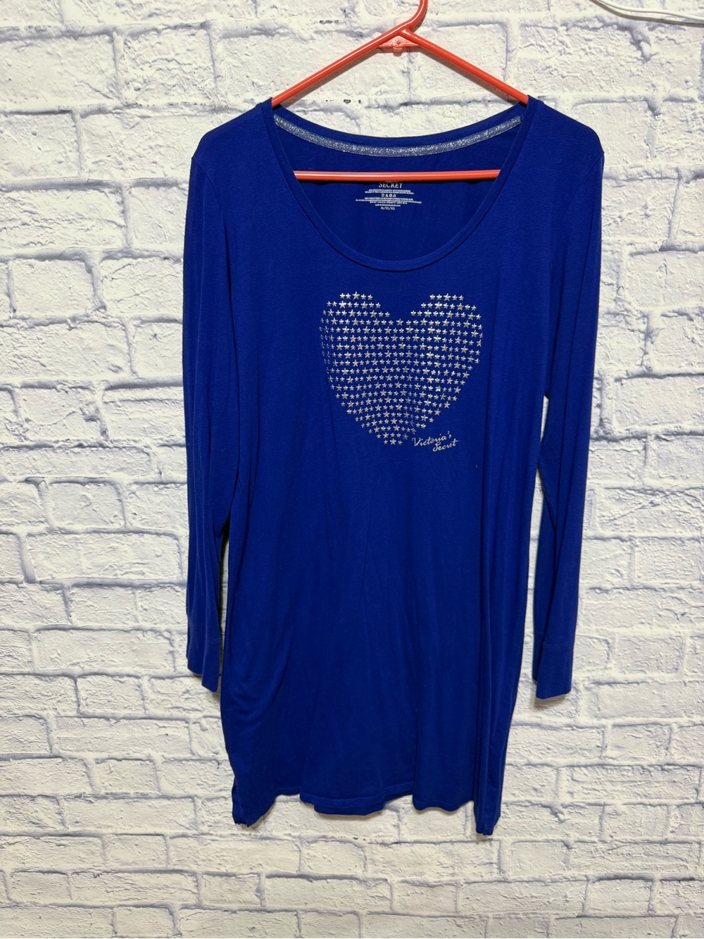 Y2k Victorias Secret Sleep Shirt Studded Star Heart Blue Pajamas Loungewear XL